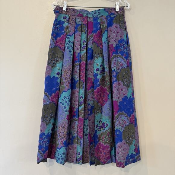Geiger‎ Austria Skirt Women 10 Wool Floral Pleated Midi Whimsigoth Fairy Vtg Art - Picture 6 of 15